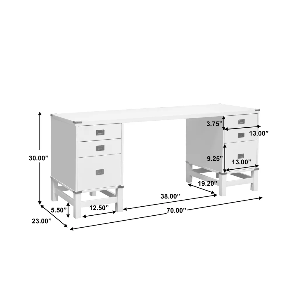 Deliola White Double File Desk - Thumbnail - Image 9