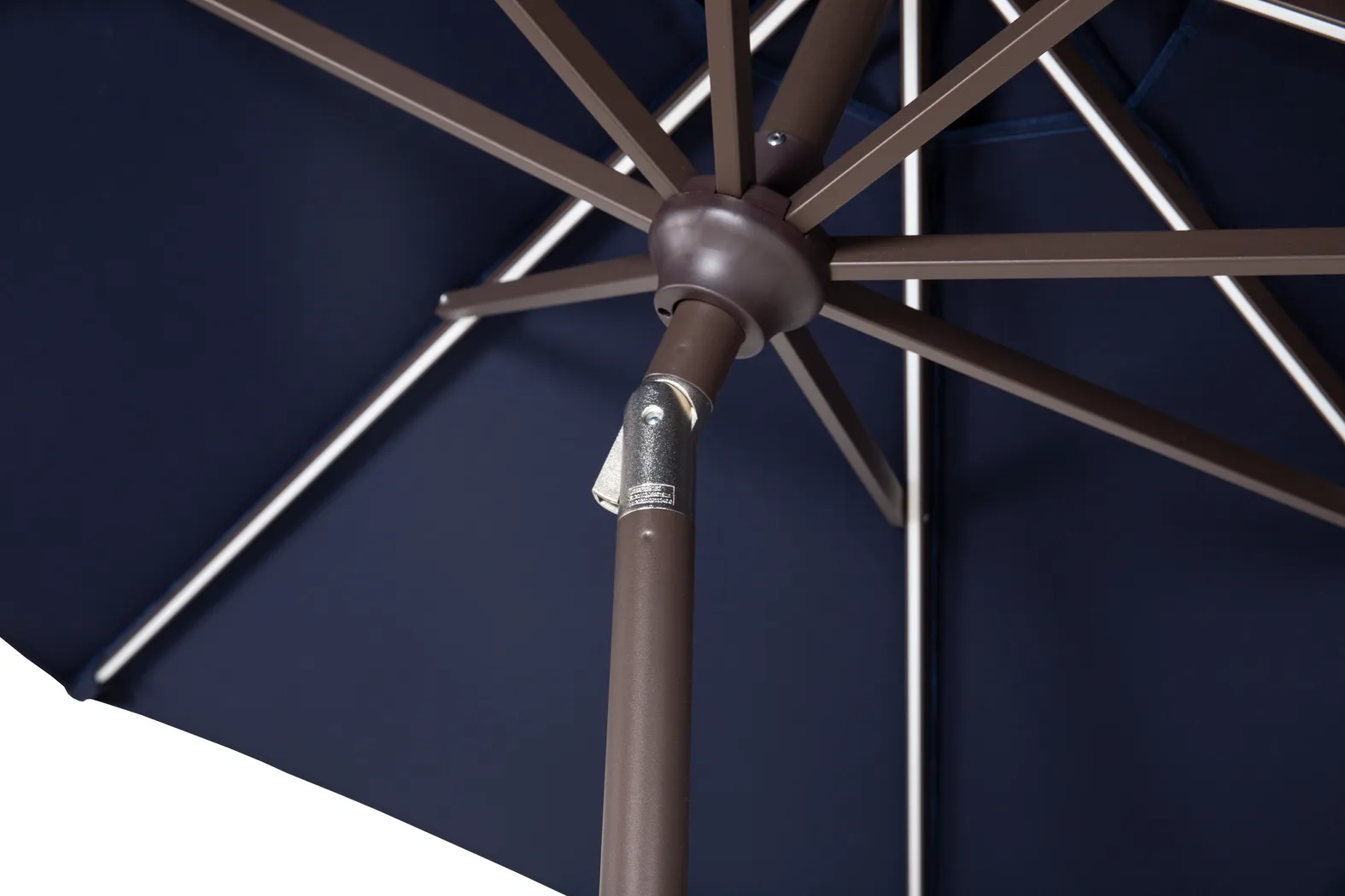 Della Luna Bronze Finish 9' Octagon Navy Outdoor Lighted Umbrella - Image 5