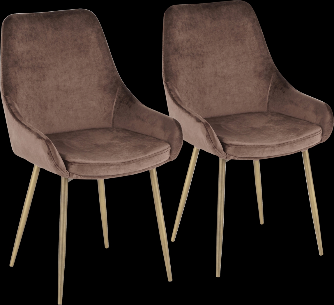 Dellrey Brown Side Chair, Set of 2 - Thumbnail - Image 1