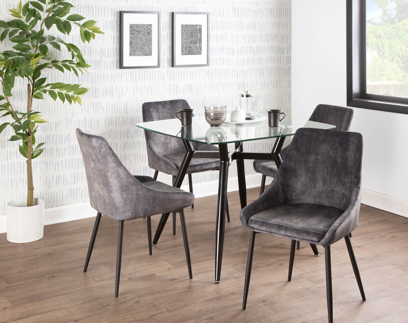 Dellrey Dark Gray Dining Chair, Set of 2 - Thumbnail - Image 9