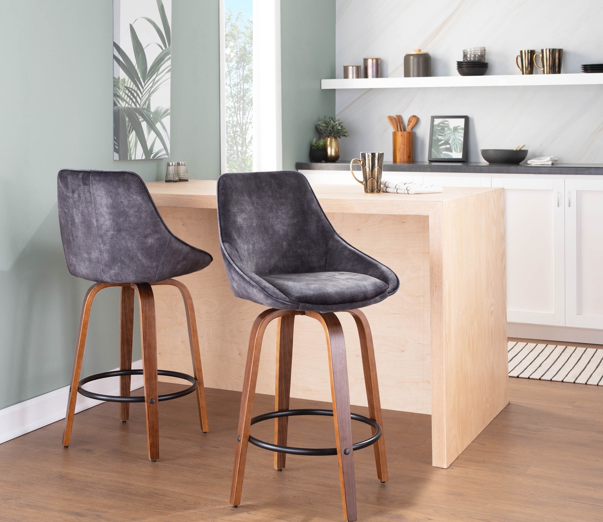 Dellrey Gray Counter Height Stool, Set of 2 - Thumbnail - Image 8