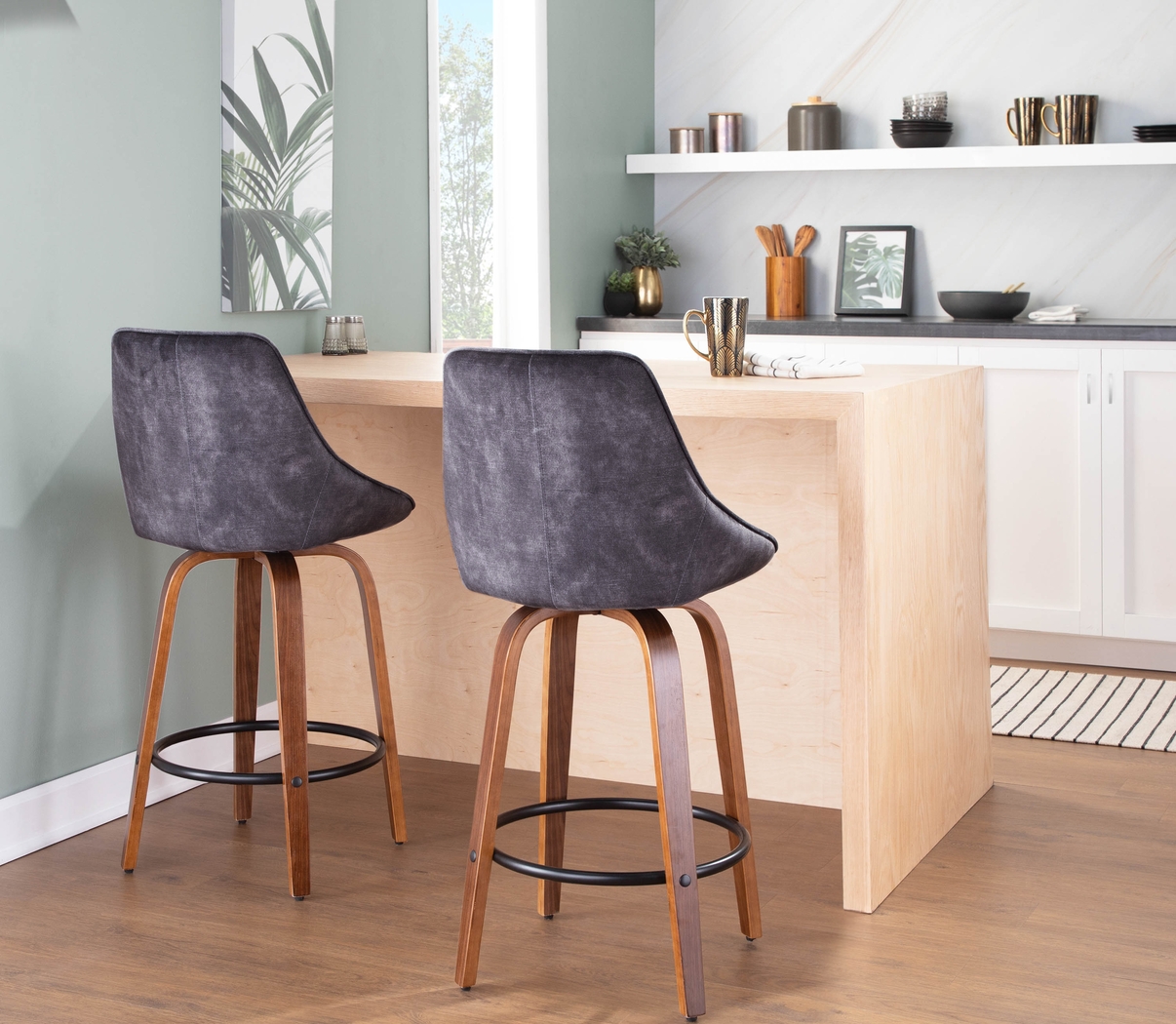 Dellrey Gray Counter Height Stool, Set of 2 - Thumbnail - Image 9