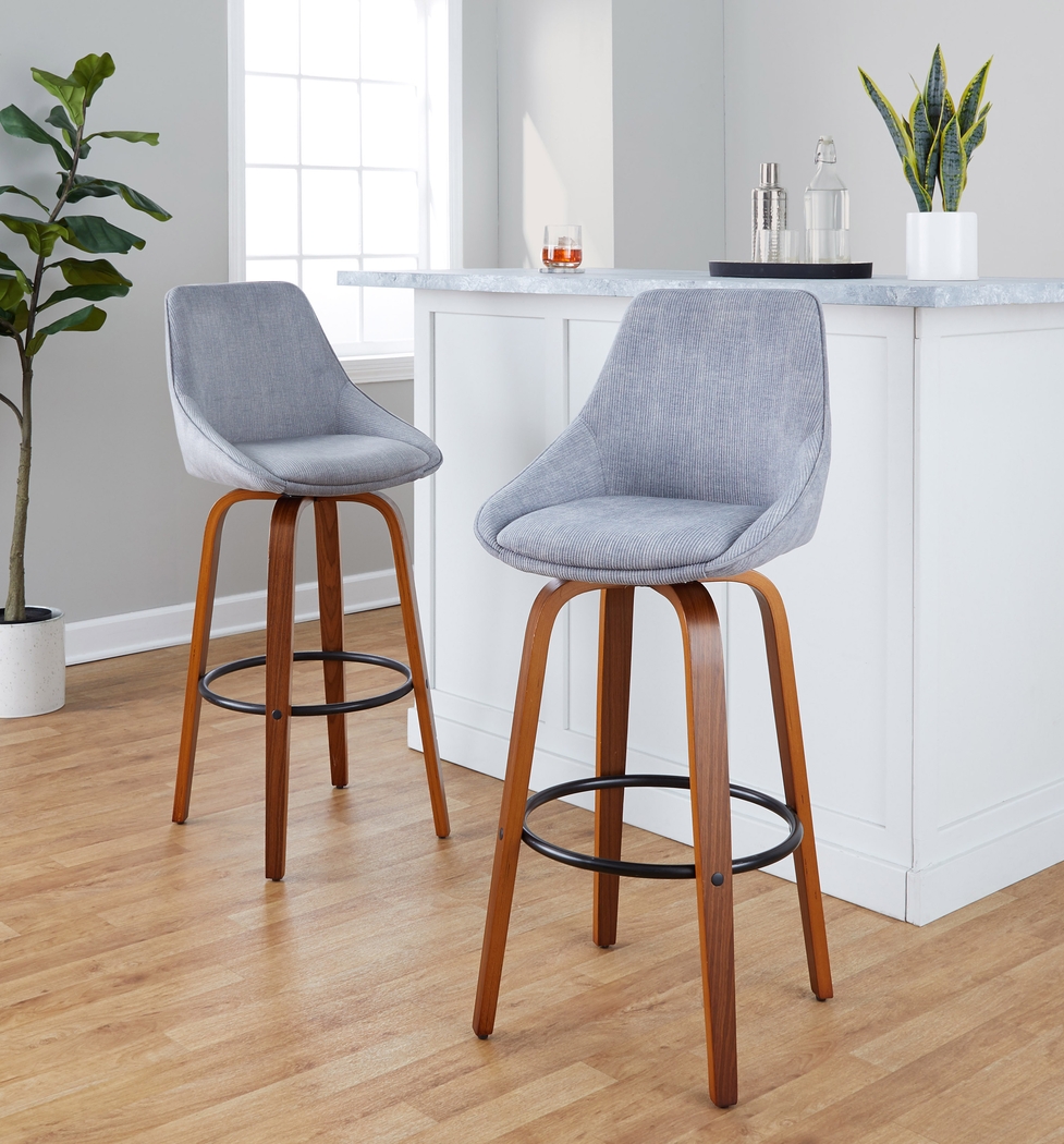Dellrey II Gray Swivel Barstool, Set of 2 - Thumbnail - Image 3