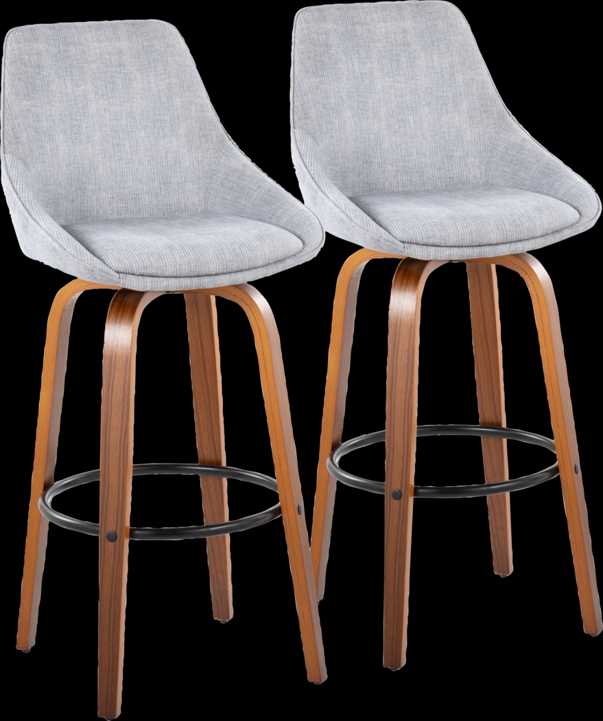 Dellrey II Gray Swivel Barstool, Set of 2 - Thumbnail - Image 1
