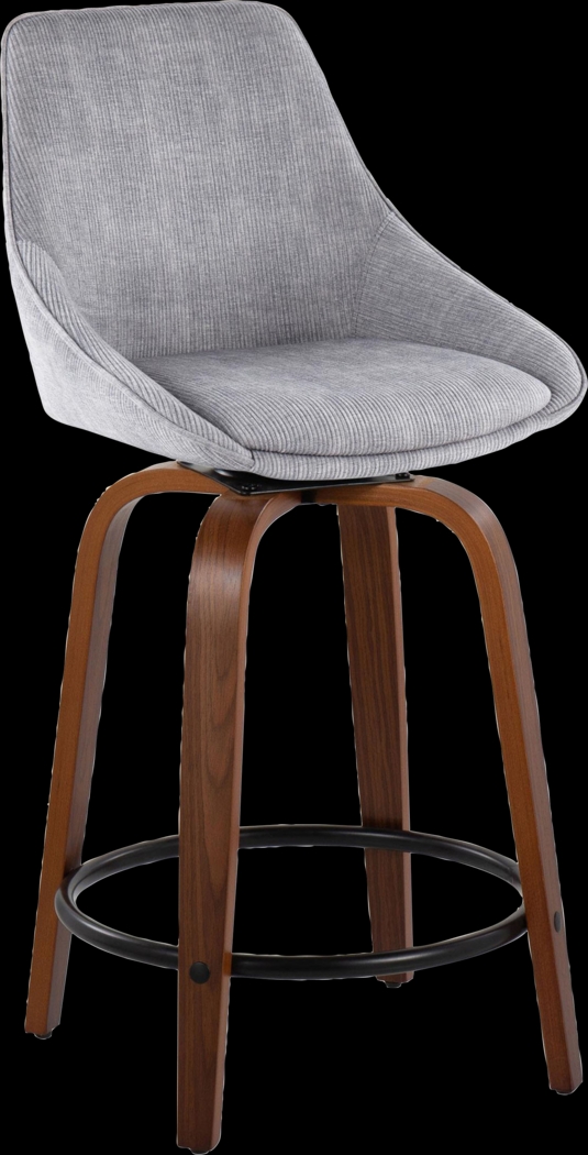 Dellrey II Gray Swivel Counter Height Stool, Set of 2 - Thumbnail - Image 2