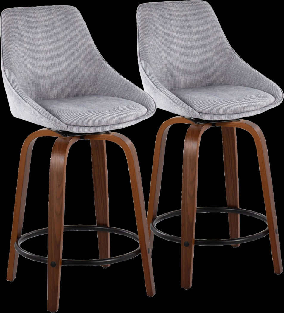 Dellrey II Gray Swivel Counter Height Stool, Set of 2 - Thumbnail - Image 1