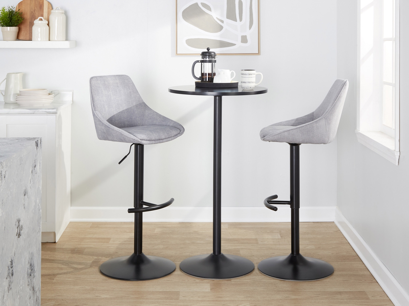 Dellrey III Gray Adjustable Barstool, Set of 2 - Thumbnail - Image 2