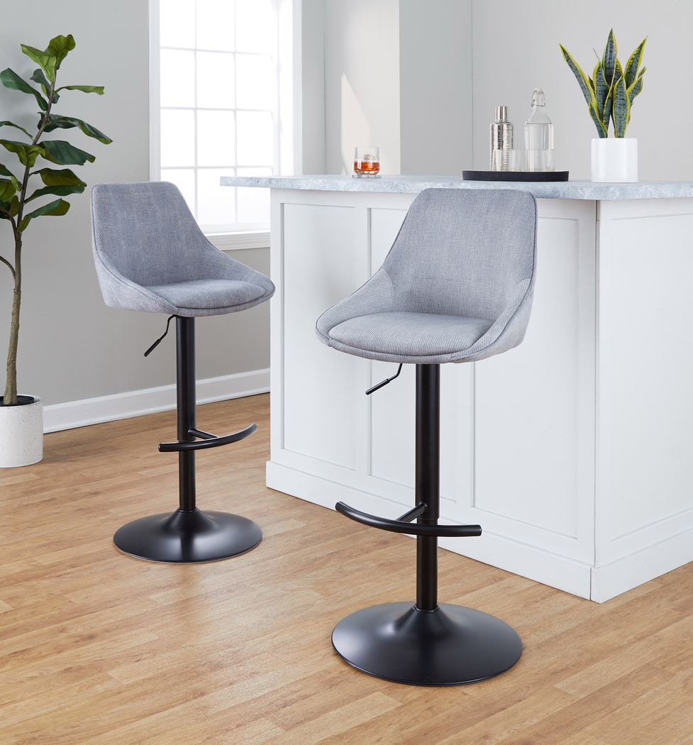 Dellrey III Gray Adjustable Barstool, Set of 2 - Thumbnail - Image 3