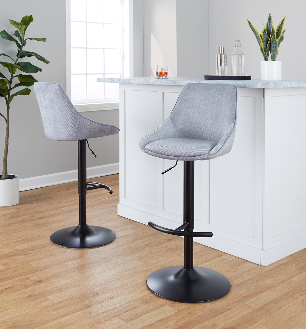 Dellrey III Gray Adjustable Barstool, Set of 2 - Thumbnail - Image 4
