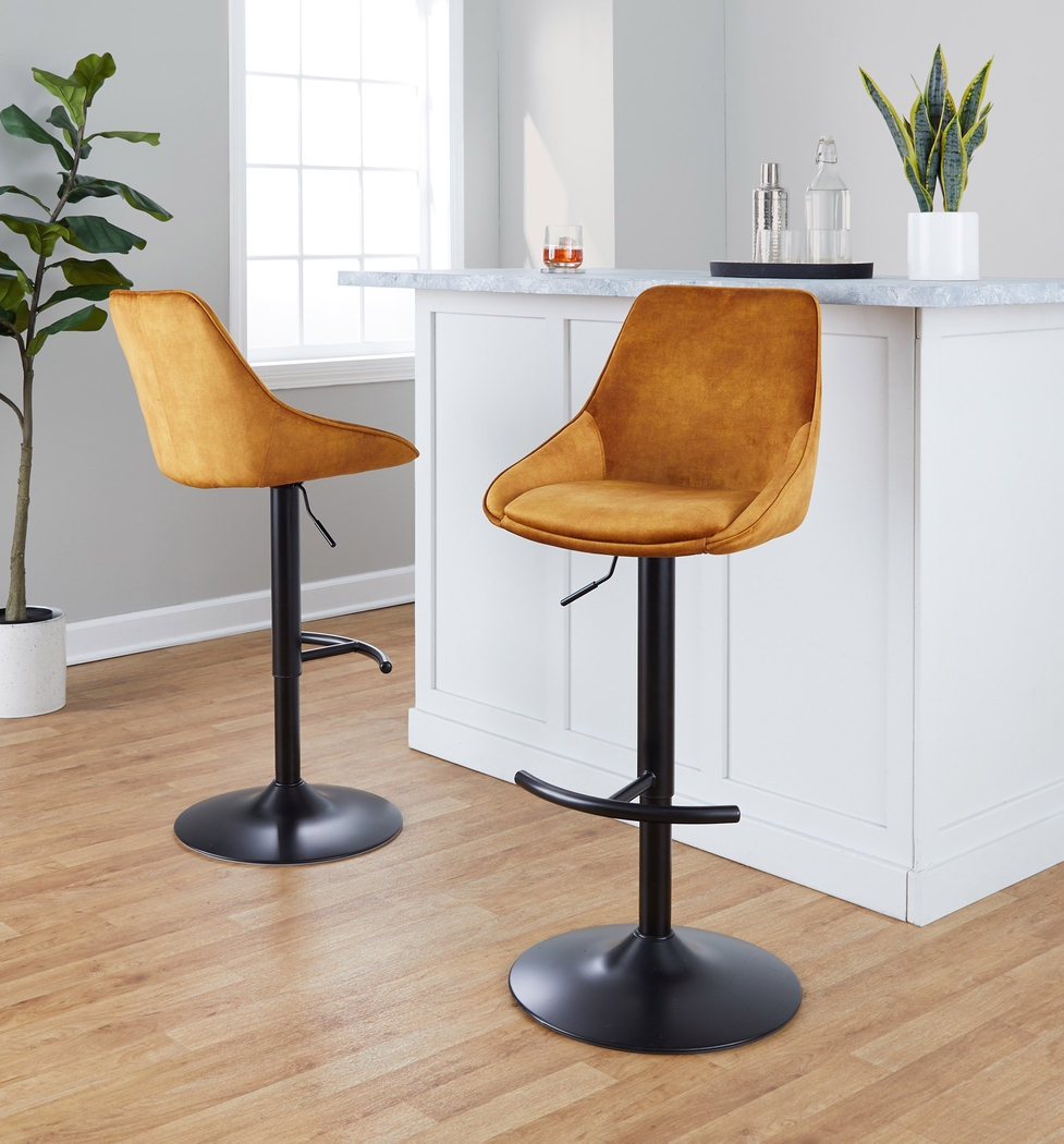 Dellrey IV Gold Adjustable Barstool, Set of 2 - Thumbnail - Image 4