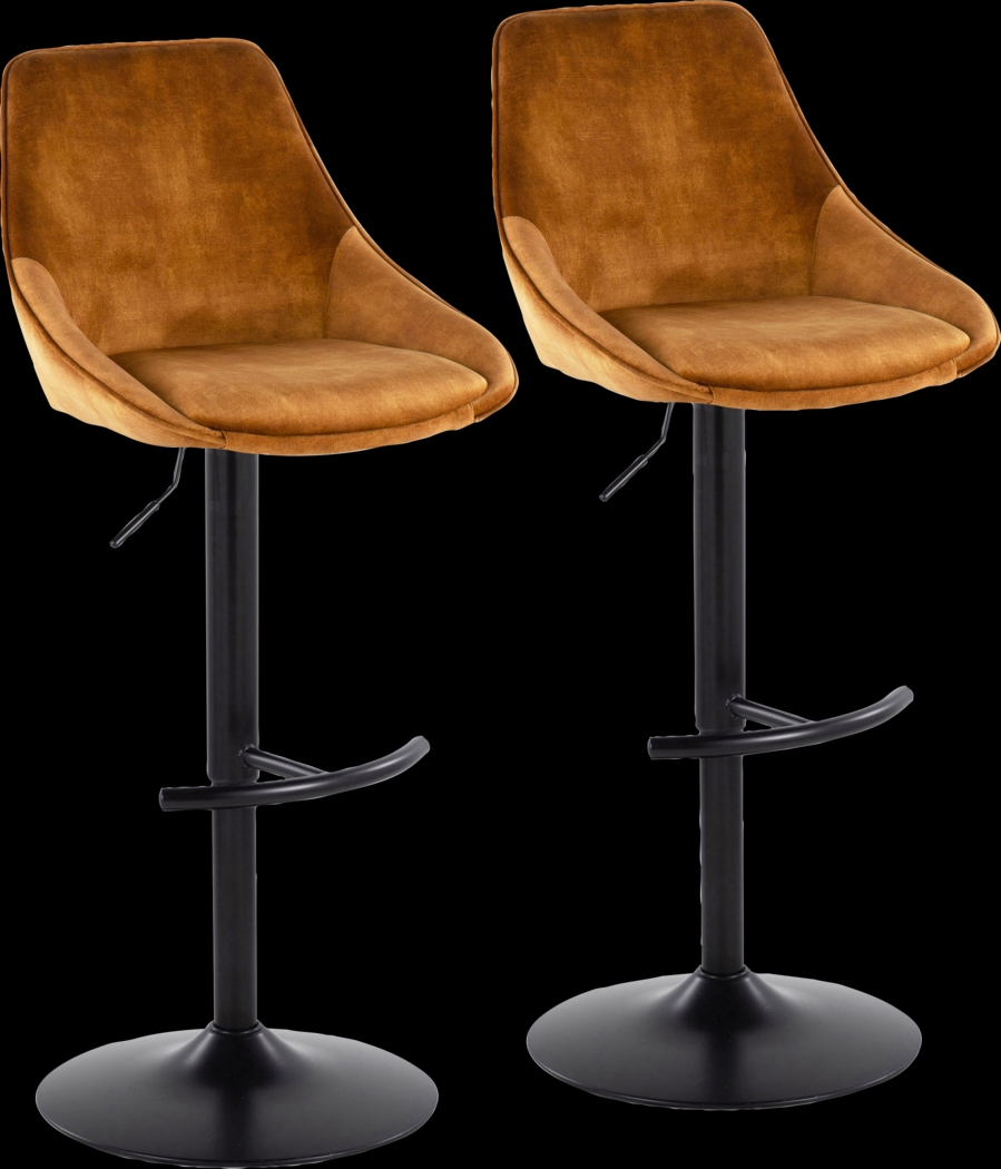 Dellrey IV Gold Adjustable Barstool, Set of 2 - Thumbnail - Image 1