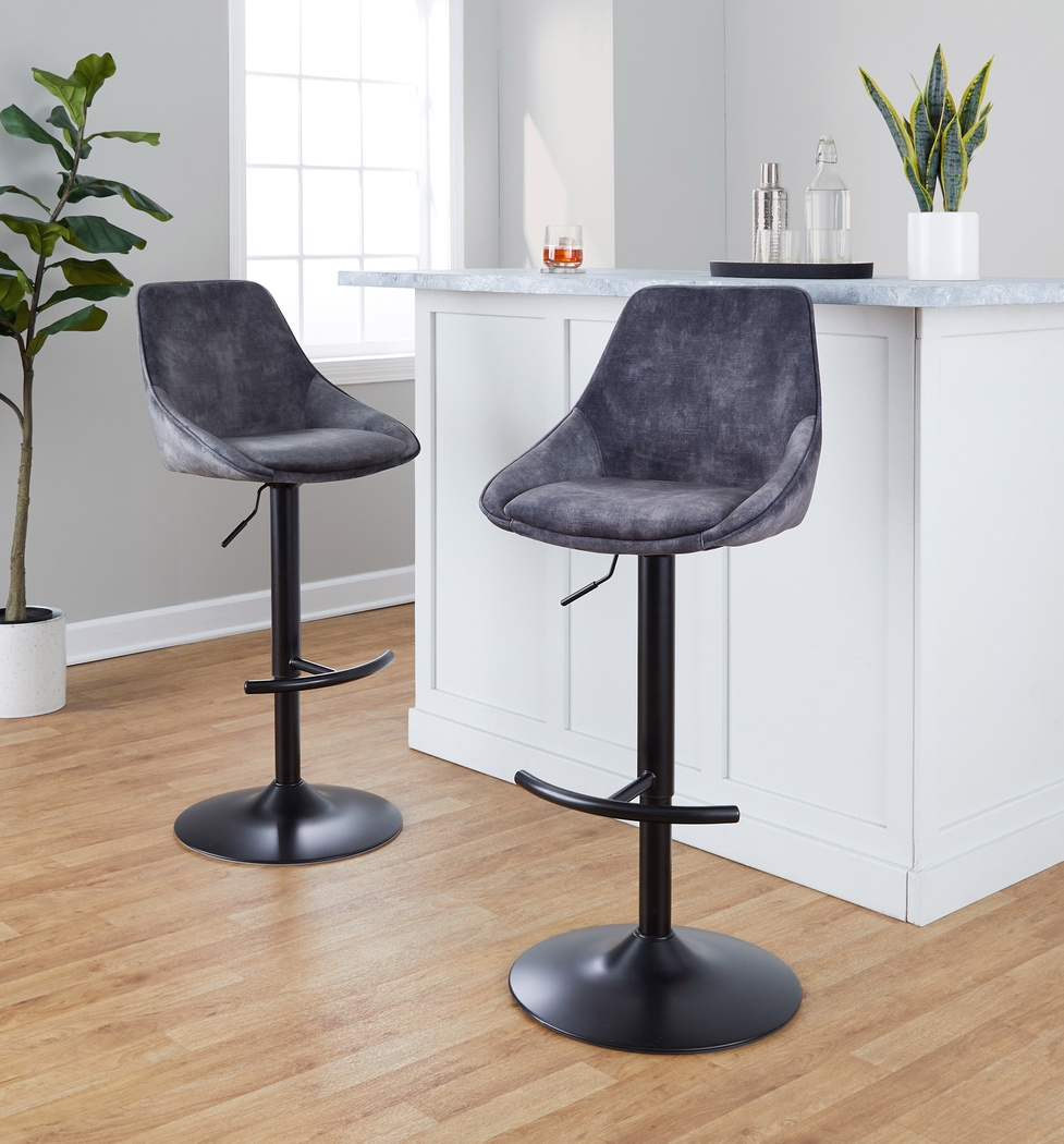 Dellrey IV Gray Adjustable Barstool, Set of 2 - Thumbnail - Image 3