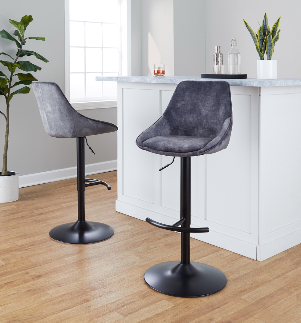 Dellrey IV Gray Adjustable Barstool, Set of 2 - Thumbnail - Image 4