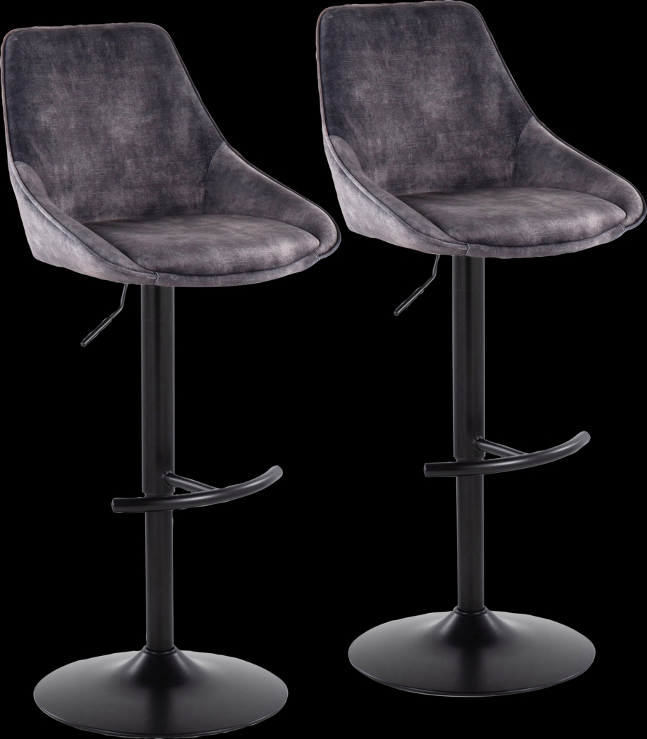 Dellrey IV Gray Adjustable Barstool, Set of 2 - Thumbnail - Image 1