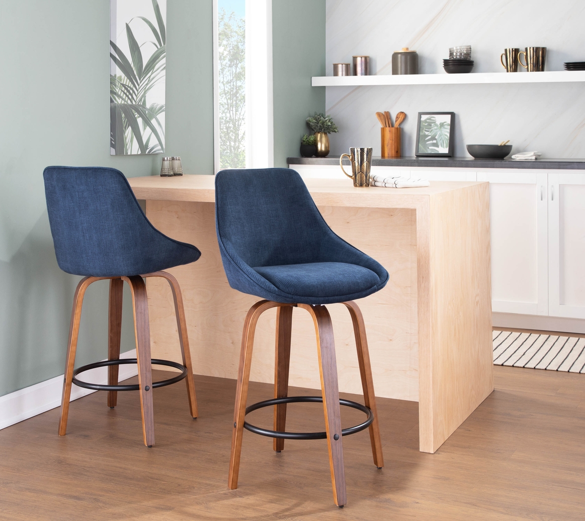 Dellrey Navy Counter Height Stool, Set of 2 - Thumbnail - Image 8