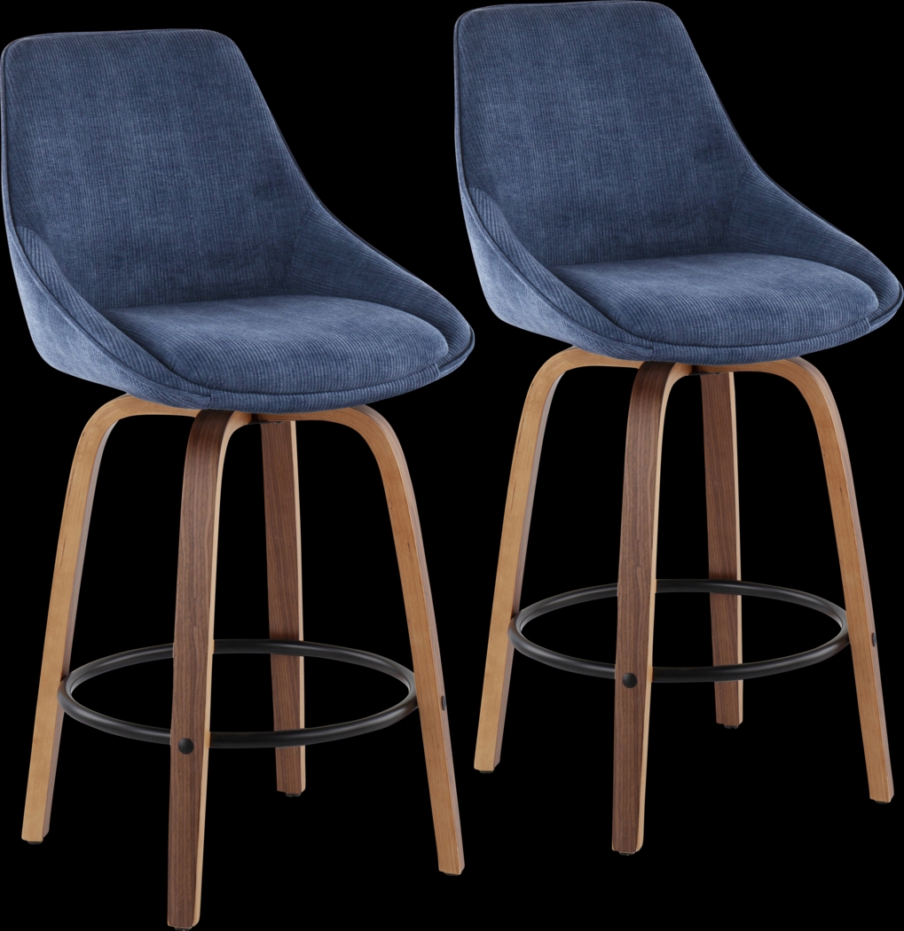 Dellrey Navy Counter Height Stool, Set of 2 - Thumbnail - Image 1