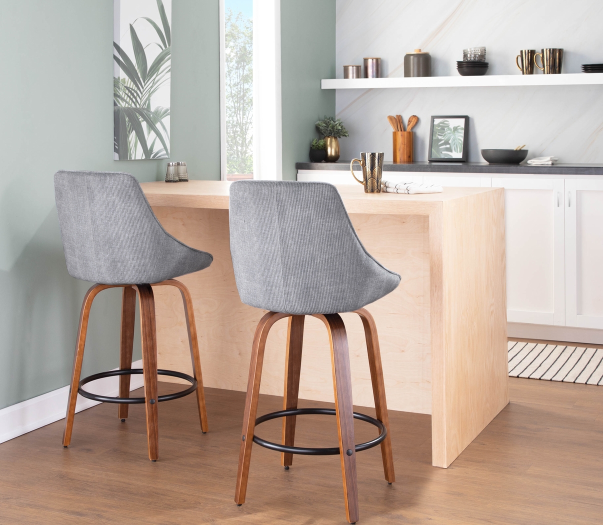 Dellrey Silver Counter Height Stool, Set of 2 - Thumbnail - Image 9