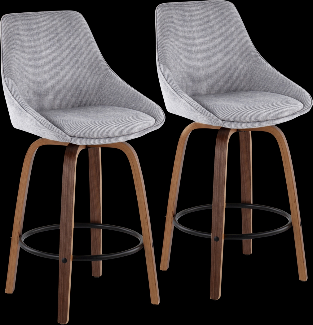 Dellrey Silver Counter Height Stool, Set of 2 - Thumbnail - Image 1