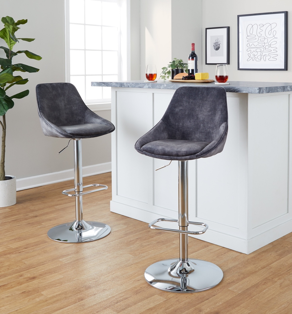Dellrey V Gray Adjustable Swivel Barstool, Set of 2 - Thumbnail - Image 4