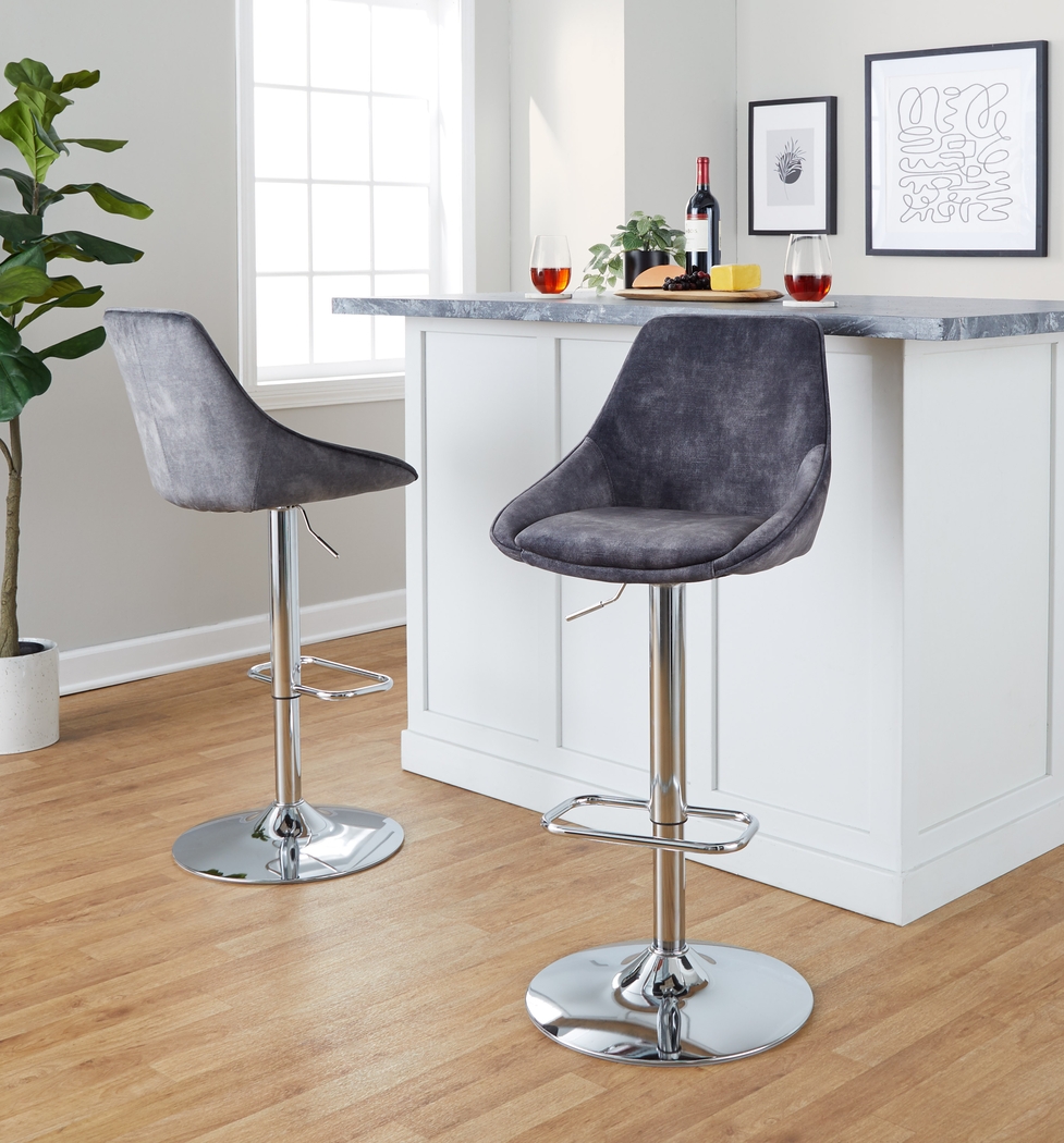 Dellrey V Gray Adjustable Swivel Barstool, Set of 2 - Thumbnail - Image 5