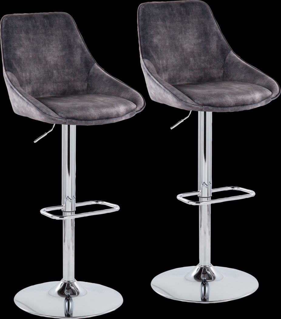 Dellrey V Gray Adjustable Swivel Barstool, Set of 2 - Thumbnail - Image 1
