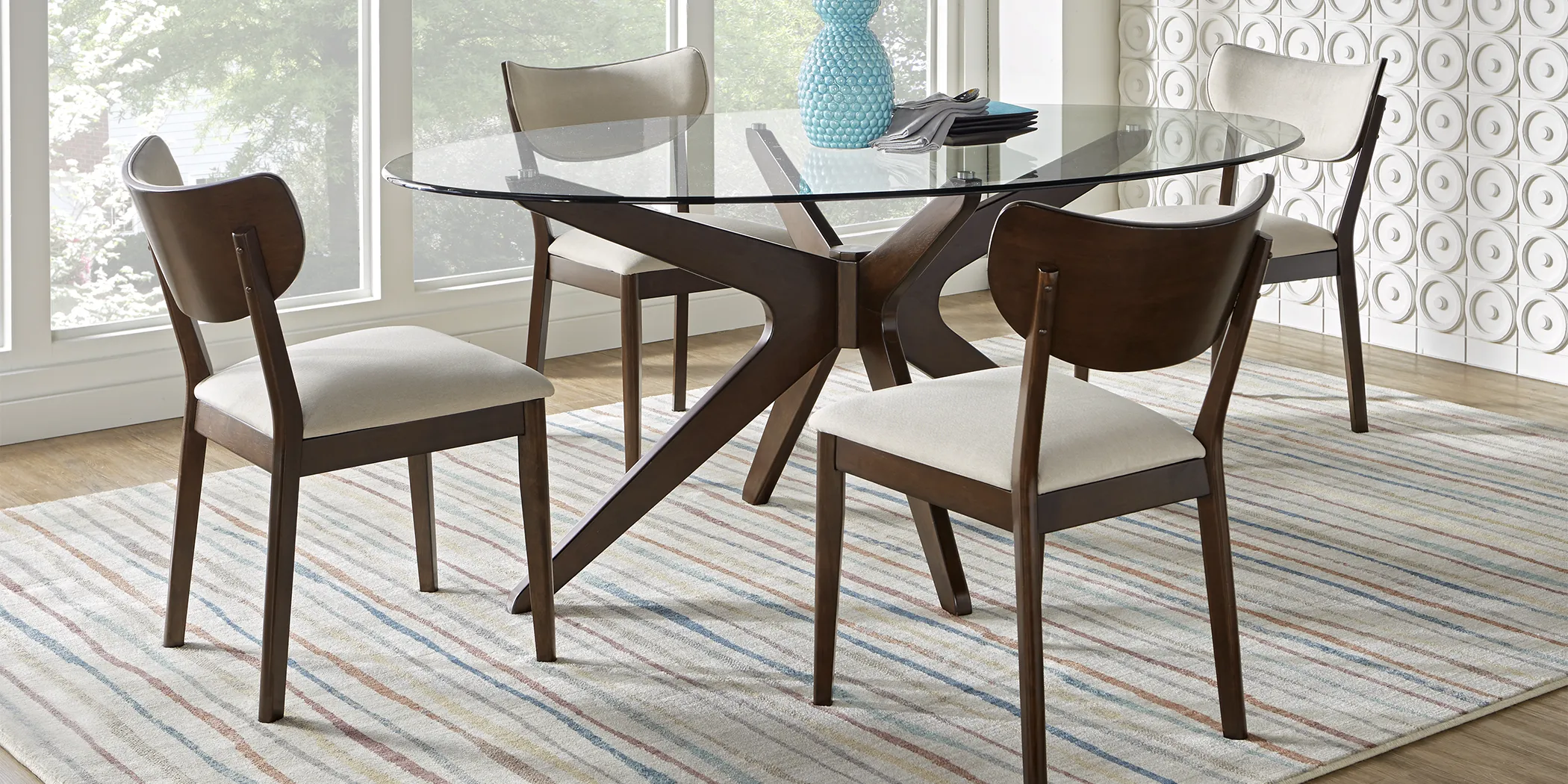 Delmon Walnut 7 Pc Oval Dining Set - Thumbnail - Image 1