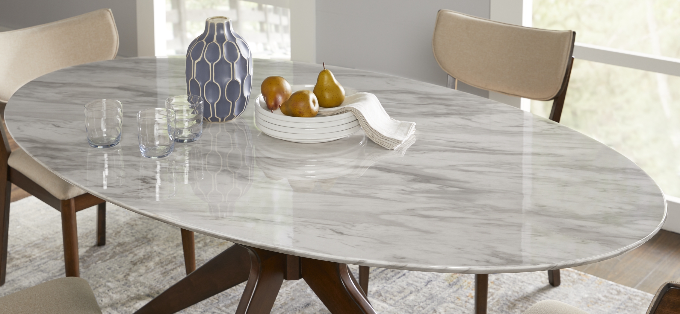 Delmon White 5 Pc Oval Dining Set with Charcoal Chairs - Thumbnail - Image 3