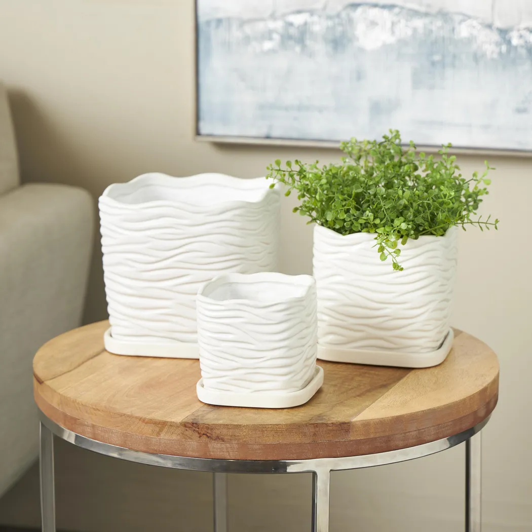 Deluge White Planter, Set of 3 - Thumbnail - Image 2