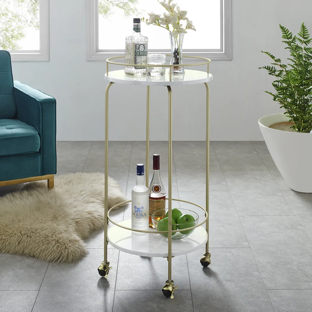 Delverton White Bar Cart - Thumbnail - Image 4
