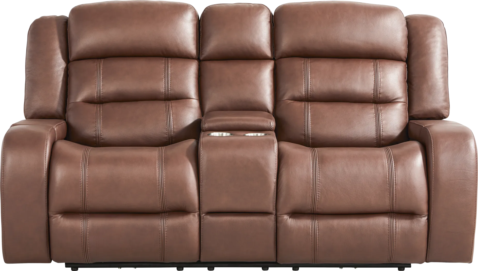 Denali Brown Leather Power Reclining Loveseat - Thumbnail - Image 1