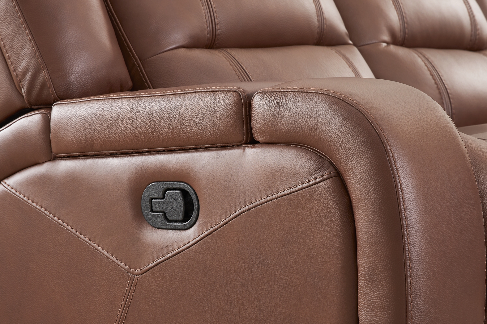 Denali Brown Leather Reclining Loveseat - Thumbnail - Image 4