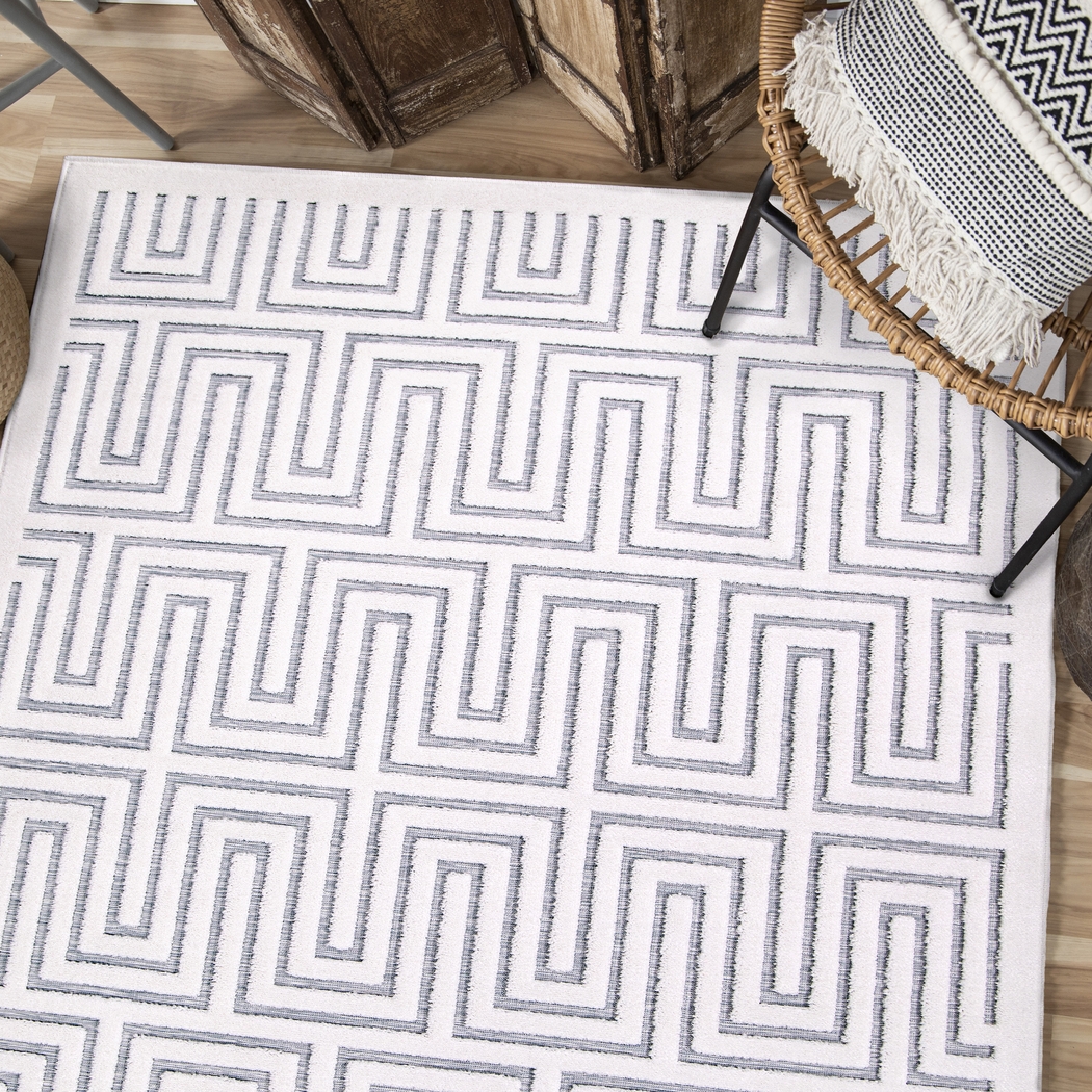 Denbigh White/Blue 5'2 x 7'6 Rug - Thumbnail - Image 9