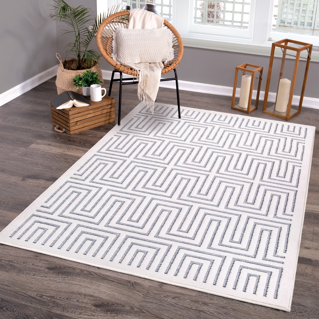 Denbigh White/Blue 5'2 x 7'6 Rug - Thumbnail - Image 10