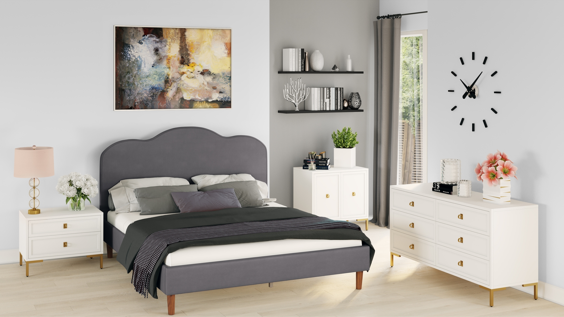 Denela Gray Queen Platform Bed - Thumbnail - Image 7
