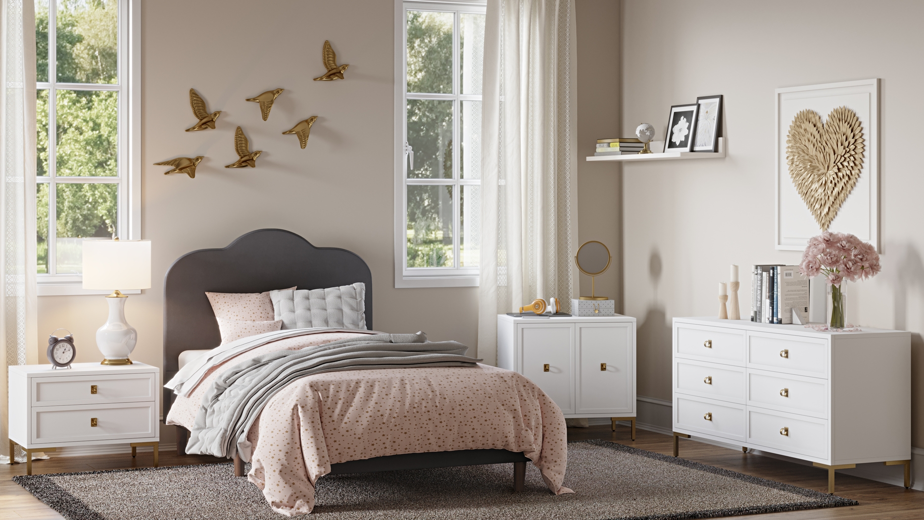 Denela Gray Twin Platform Bed - Thumbnail - Image 7