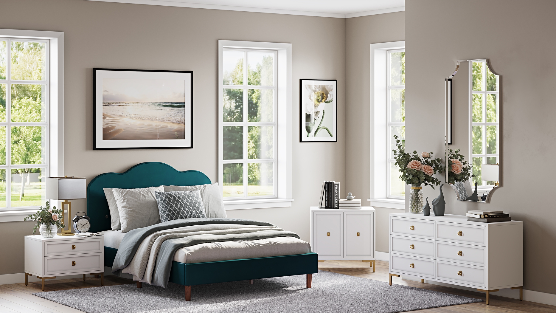 Denela Green Full Platform Bed - Thumbnail - Image 7