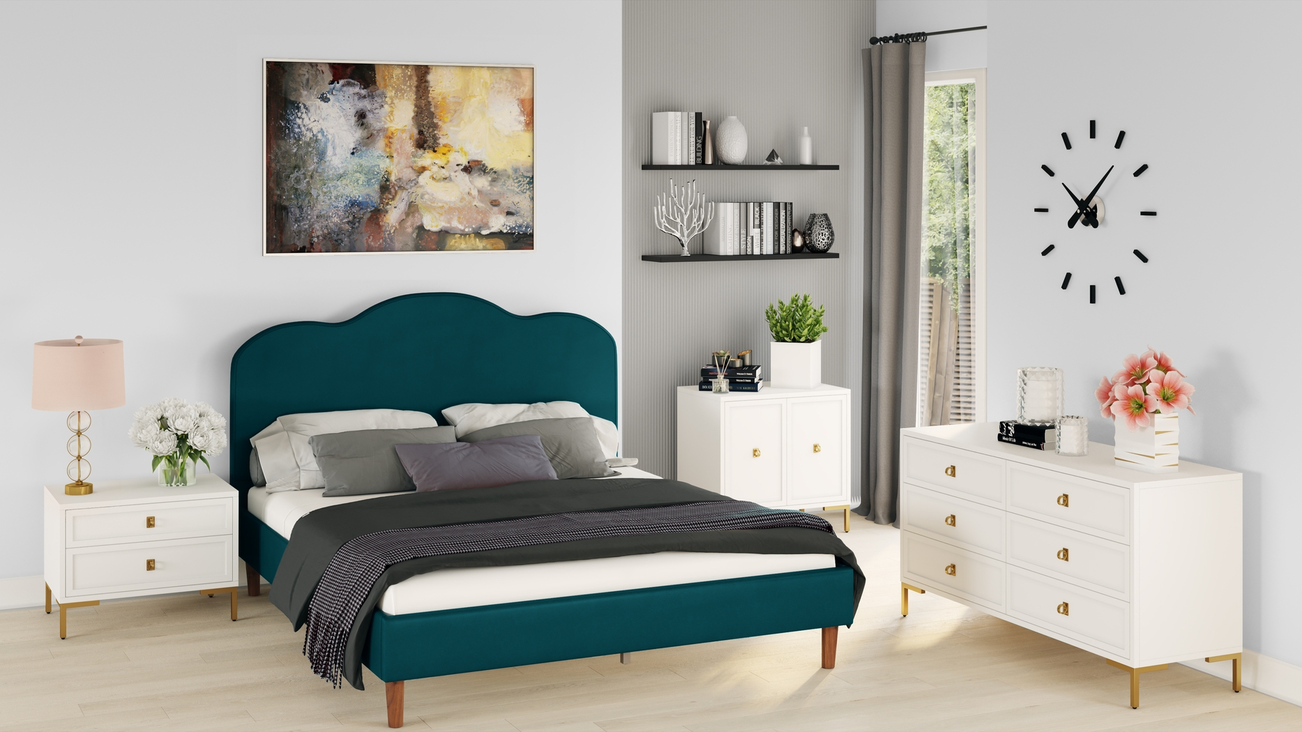 Denela Green Queen Platform Bed - Thumbnail - Image 7