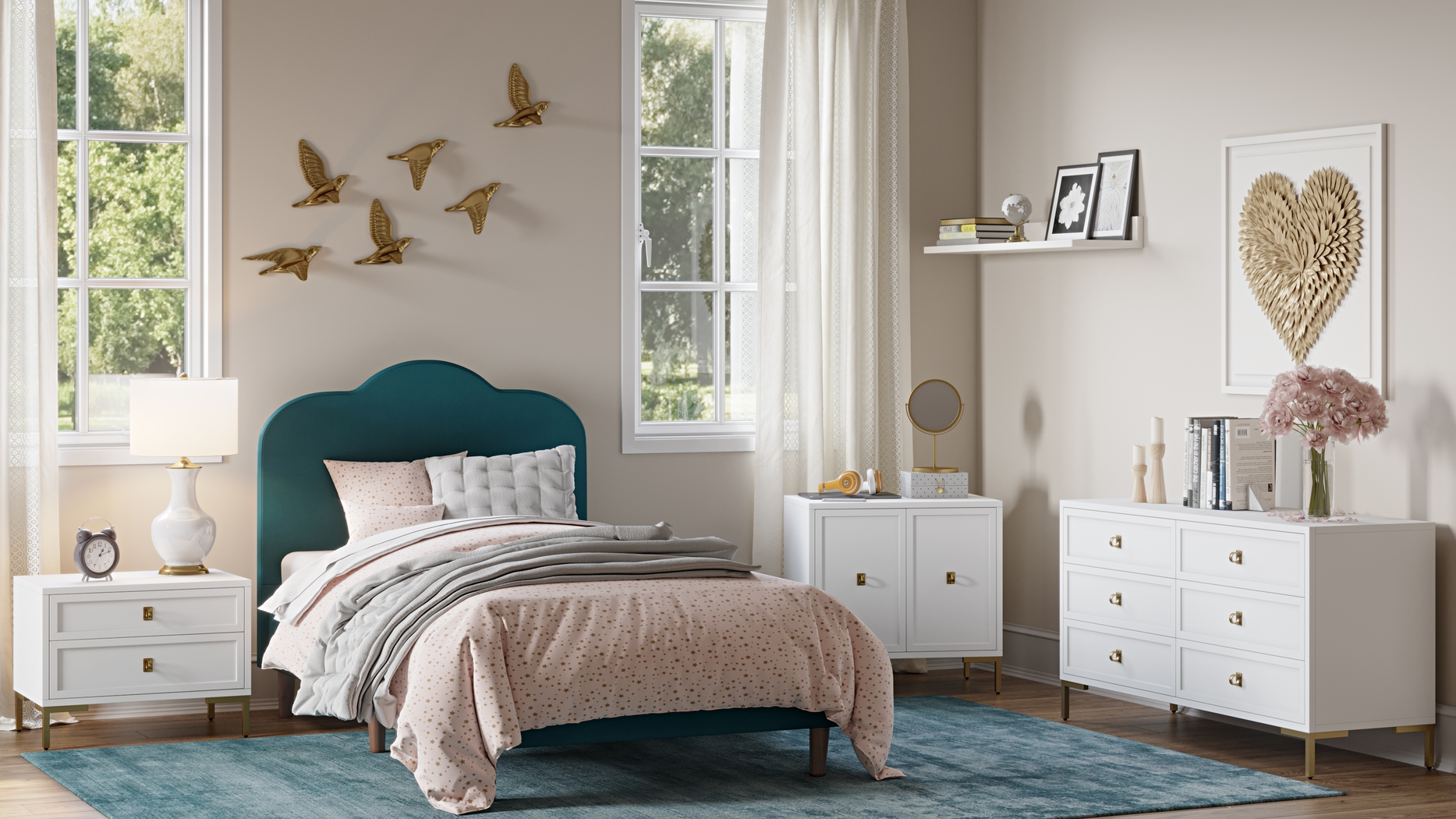 Denela Green Twin Platform Bed - Thumbnail - Image 7