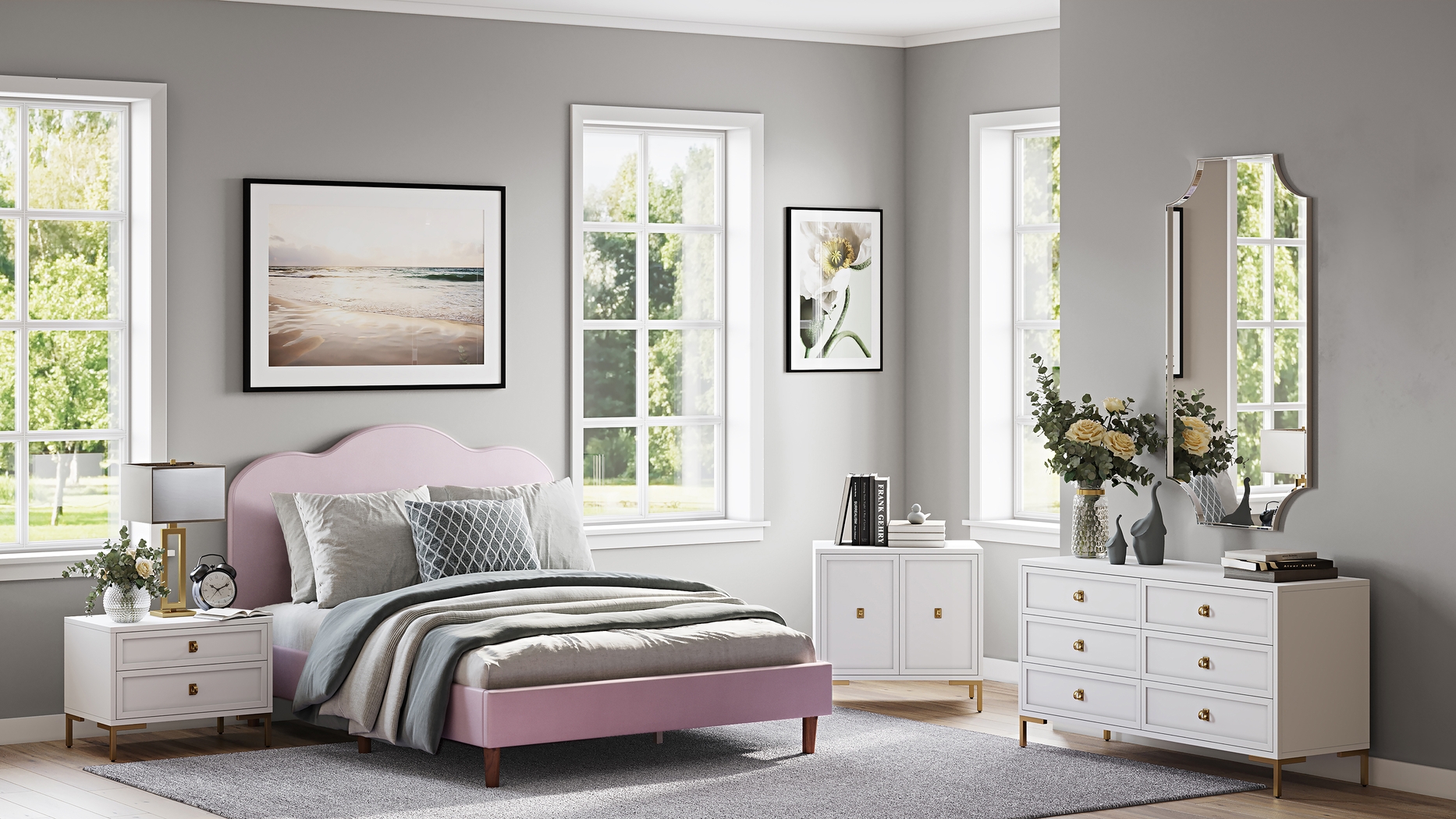 Denela Pink Full Platform Bed - Thumbnail - Image 7