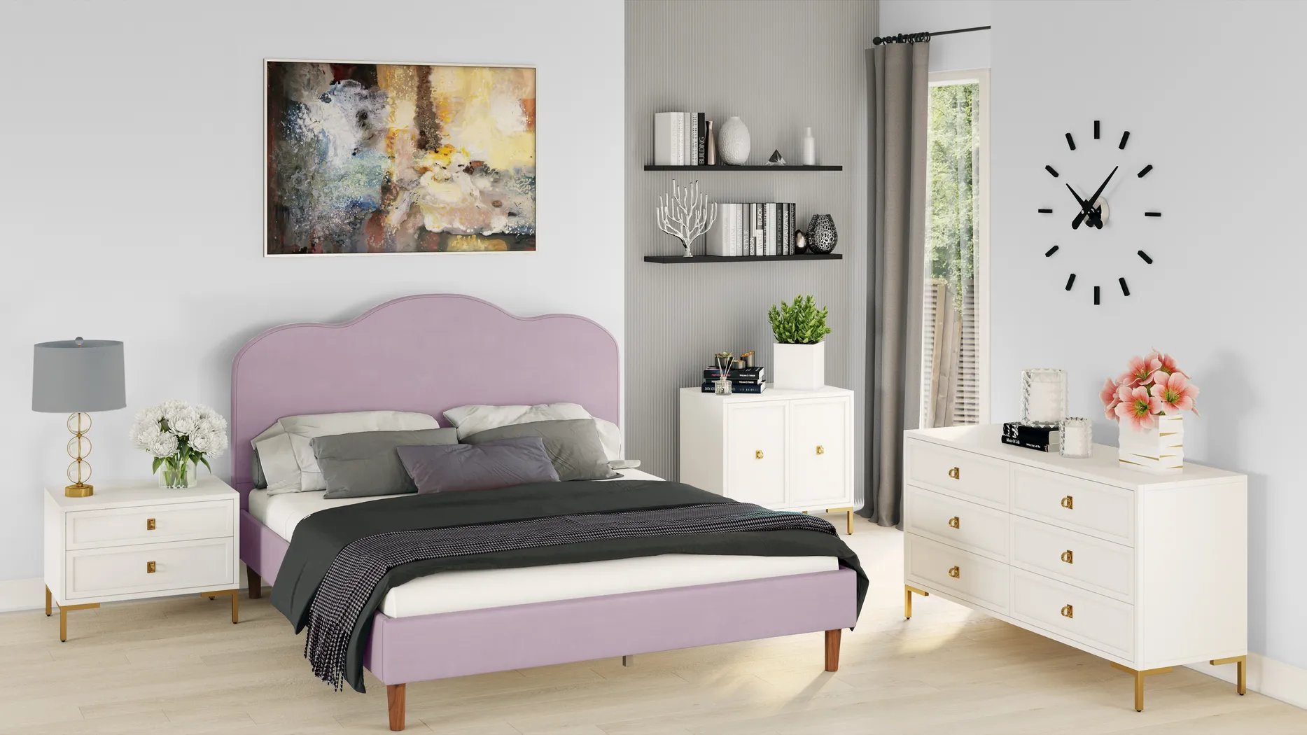 Denela Pink Queen Platform Bed - Thumbnail - Image 7