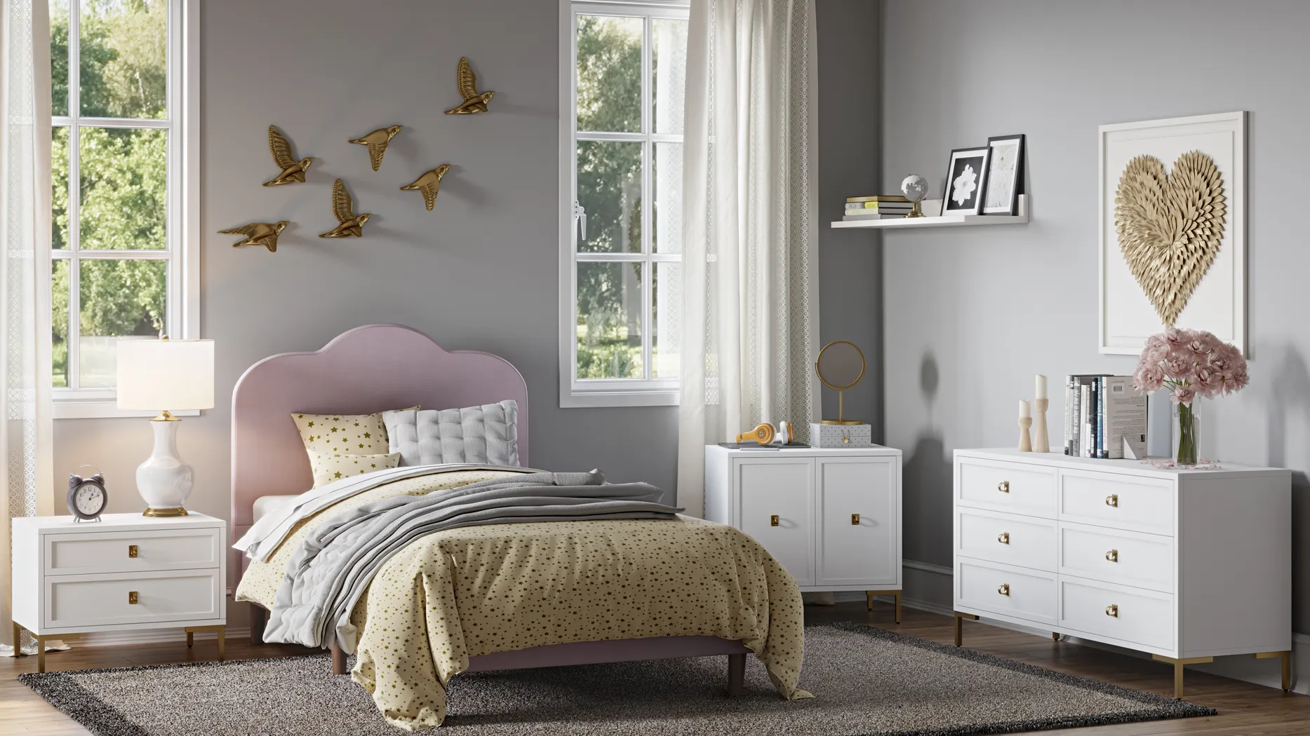 Denela Pink Twin Platform Bed - Thumbnail - Image 7