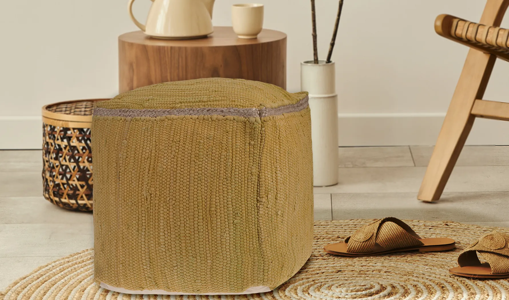 Denilian Yellow Pouf - Thumbnail - Image 2