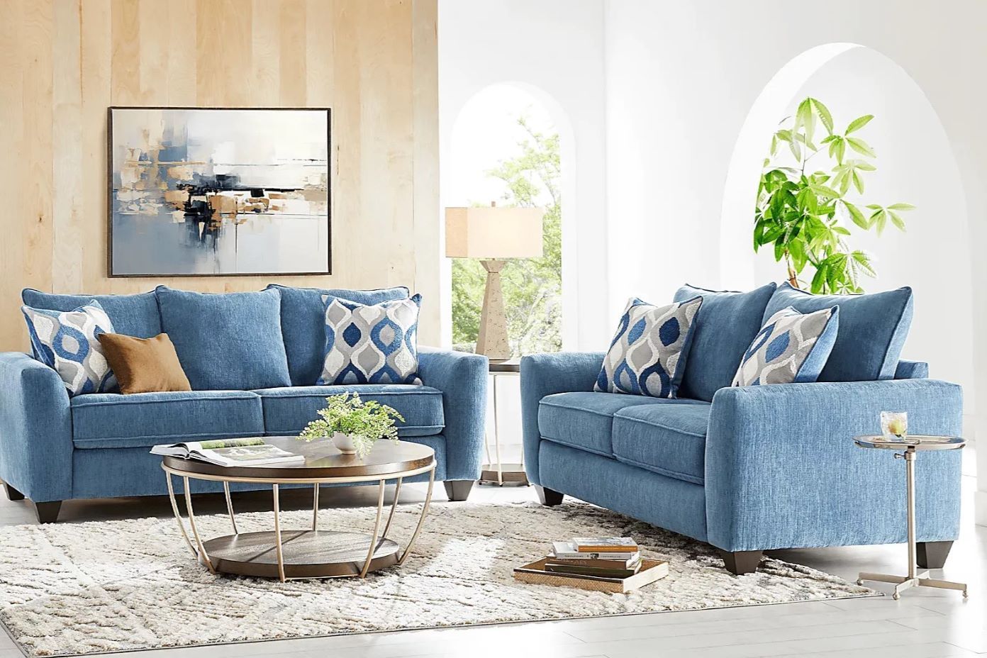 blue living room set