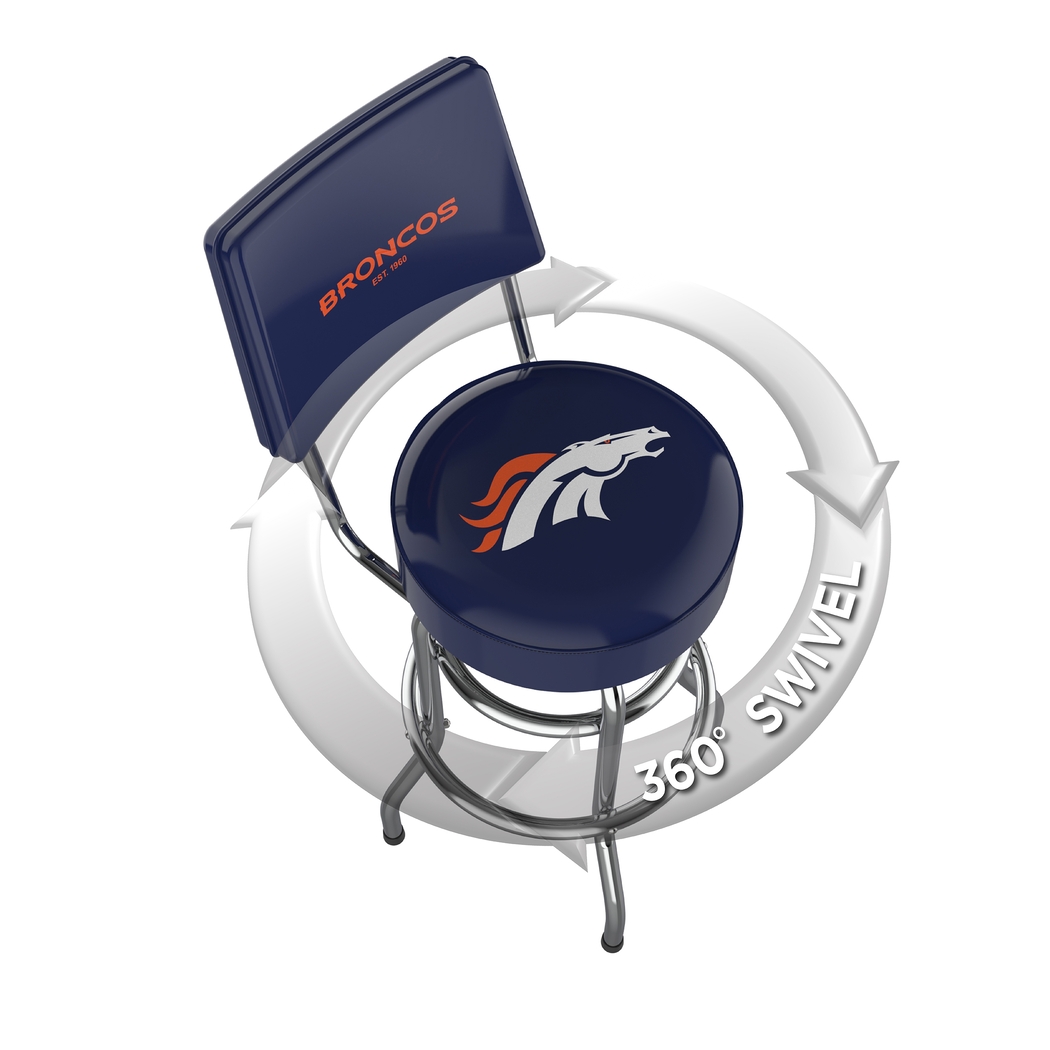Denver Broncos Blue Swivel Barstool with Back - Thumbnail - Image 3