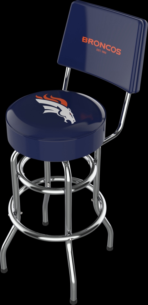 Denver Broncos Blue Swivel Barstool with Back - Thumbnail - Image 1
