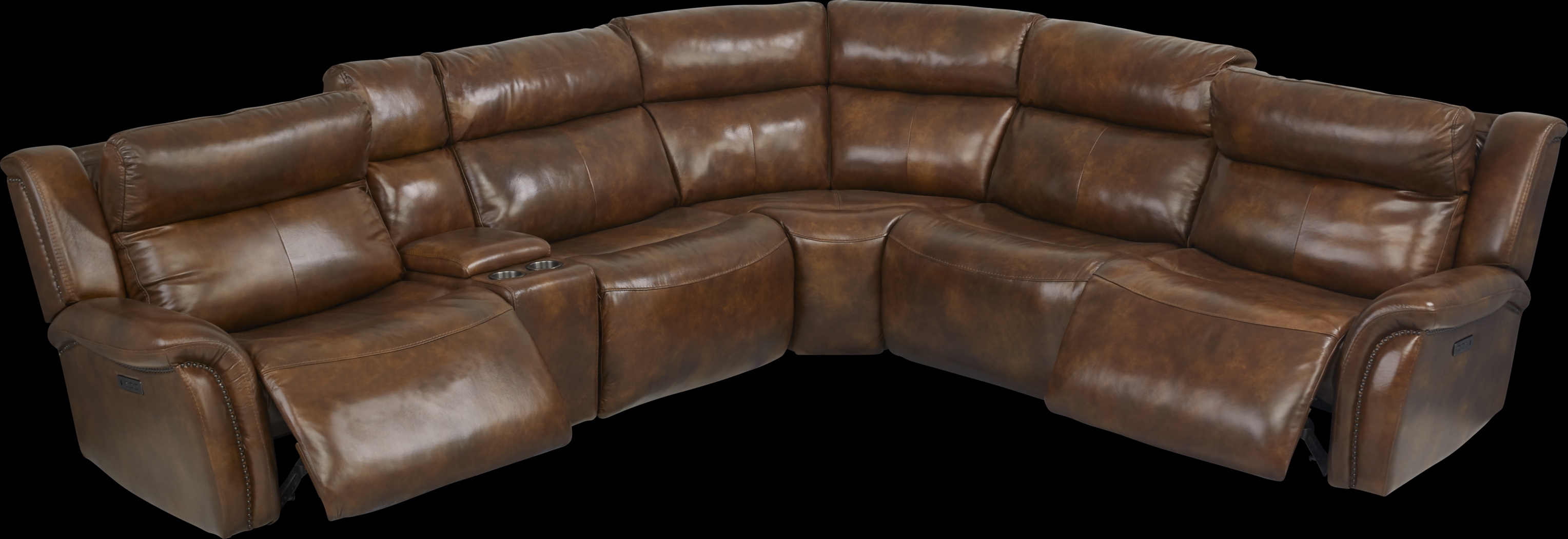 Denver Summit Brown 9 Pc Dual Power Reclining Sectional Living Room - Thumbnail - Image 3