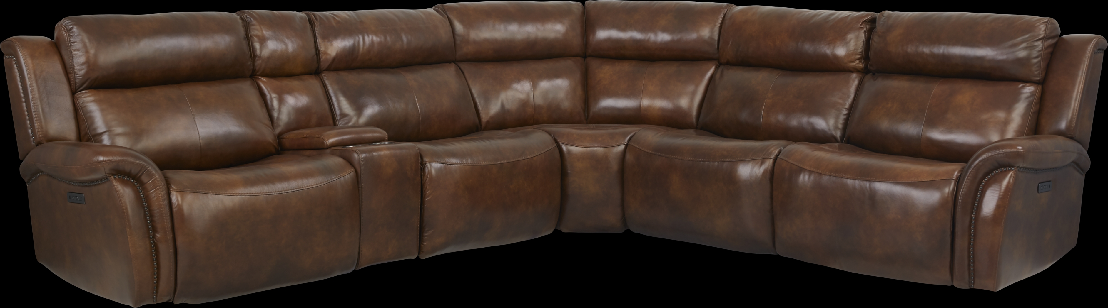 Denver Summit Brown 9 Pc Dual Power Reclining Sectional Living Room - Thumbnail - Image 2