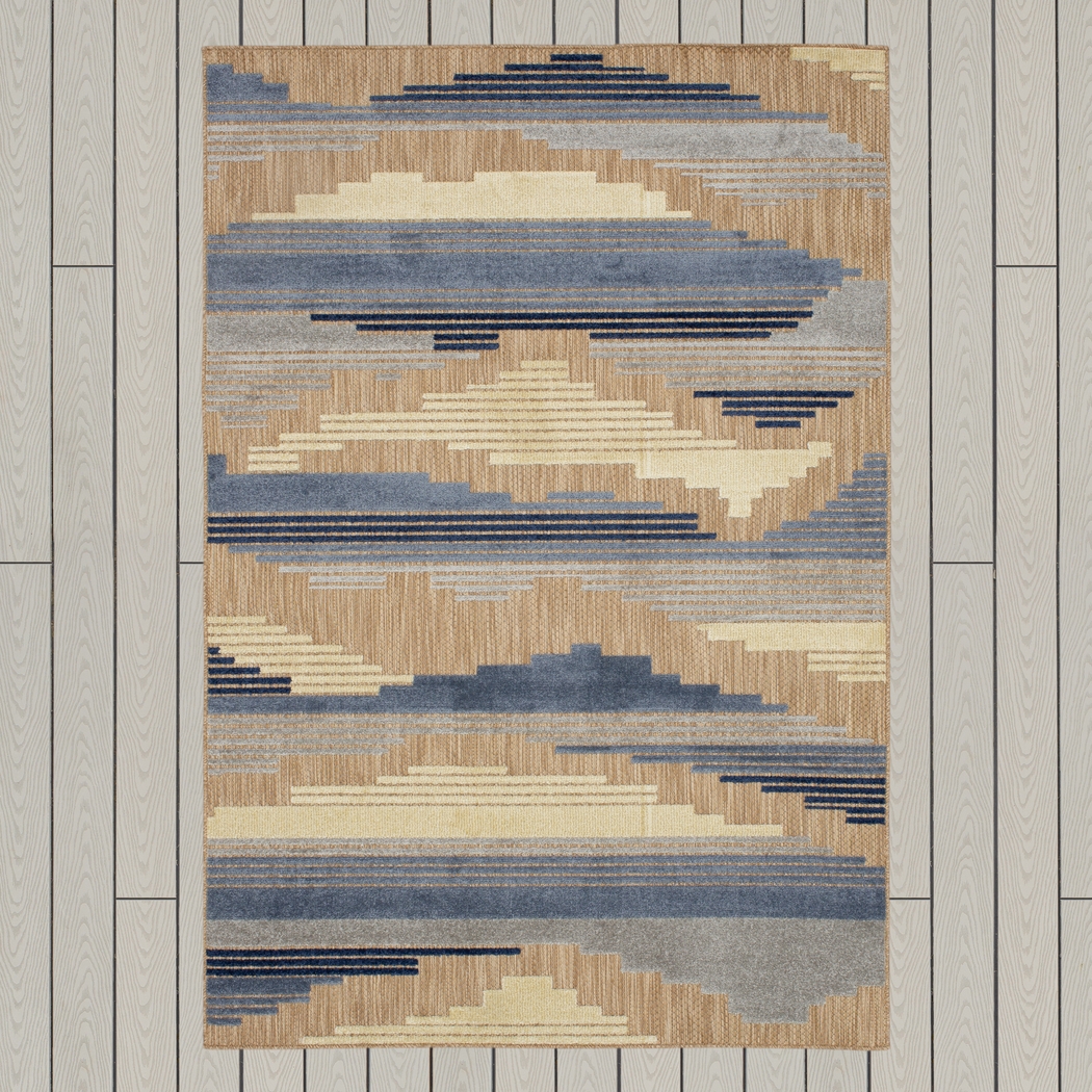 Derose Bay Blue 7'10 x 10' Indoor/Outdoor Rug - Thumbnail - Image 4