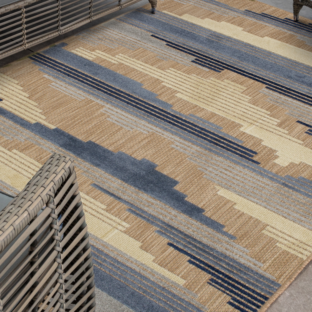 Derose Bay Blue 7'10 x 10' Indoor/Outdoor Rug - Thumbnail - Image 5