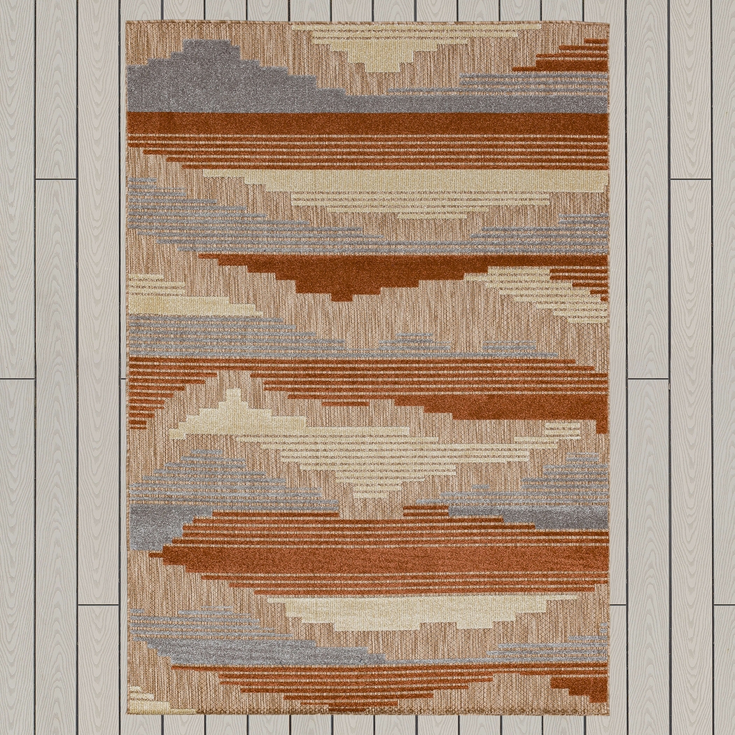 Derose Bay Rust 6' x 9' Indoor/Outdoor Rug - Thumbnail - Image 4
